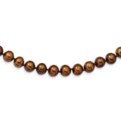 Sterling Silver Rhodium 8-9mm Brown FWC Pearl Necklace-WBC-QH5159-18