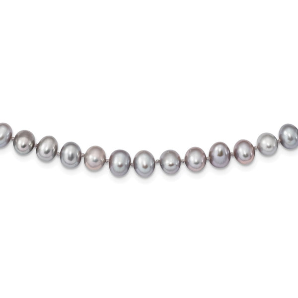 Sterling Silver Rhodium 6-7mm Grey FWC Pearl Necklace-WBC-QH5161-20