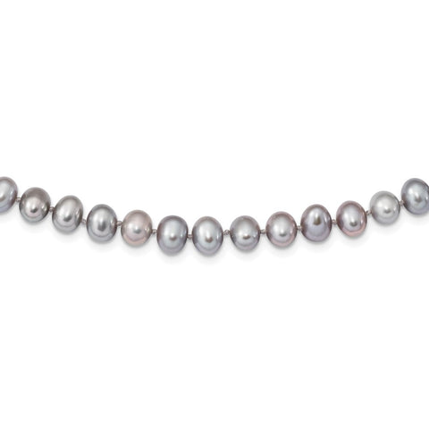 Sterling Silver Rhodium 6-7mm Grey FWC Pearl Necklace-WBC-QH5161-20