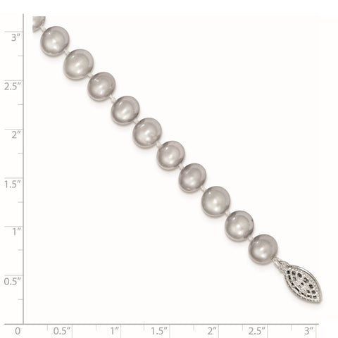 Sterling Silver Rhodium 7-8mm Grey FWC Pearl Necklace-WBC-QH5162-20