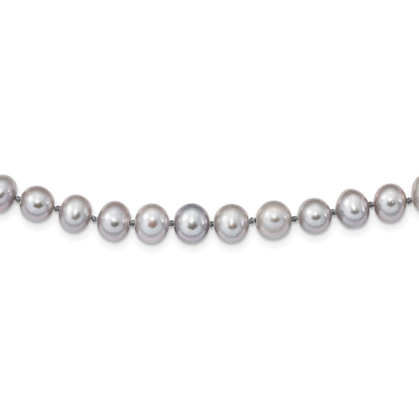 Sterling Silver Rhodium 7-8mm Grey FWC Pearl Necklace-WBC-QH5162-20