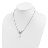 Sterling Silver RH 8-9mm White FWC Pearl CZ Fancy w/1in ext. Necklace-WBC-QH5206-16.5