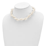 Sterling Silver Rhodium 7.5-8.5mm White FWC Pearl 2-Strand Necklace-WBC-QH5210-17