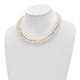 Sterling Silver Rhodium 7.5-8.5mm White FWC Pearl 2-Strand Necklace-WBC-QH5210-17