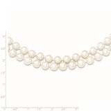 Sterling Silver Rhodium 7.5-8.5mm White FWC Pearl 2-Strand Necklace-WBC-QH5210-17