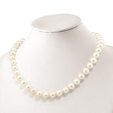 Sterling Silver RH 10-11mm White FWC Pearl CZ Clasp Adjust. Necklace-WBC-QH5215-19.5