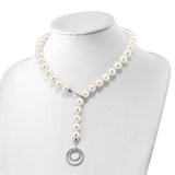 Sterling Silver RH 10-11mm White FWC Pearl CZ Clasp Adjust. Necklace-WBC-QH5215-19.5