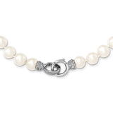 Sterling Silver RH 9-10mm White FWC Pearl CZ Clasp Adjust. Necklace-WBC-QH5216-18