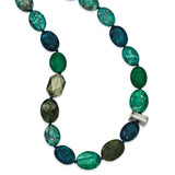 Sterling Silver Jade, Crystal, Jasper and Serpentine w/2in ext Necklace-WBC-QH5273-18