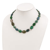 Sterling Silver Jade, Crystal, Jasper and Serpentine w/2in ext Necklace-WBC-QH5273-18