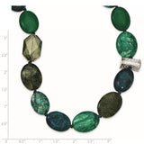 Sterling Silver Jade, Crystal, Jasper and Serpentine w/2in ext Necklace-WBC-QH5273-18