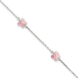 Sterling Silver 6mm Lt Rose Crystal Butterfly by the Yard Bracelet-WBC-QH5282-6