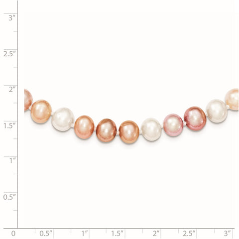 Sterling Silver Rhodium-plated 7-8mm Multi-color FWC Pearl Necklace-WBC-QH5288-18