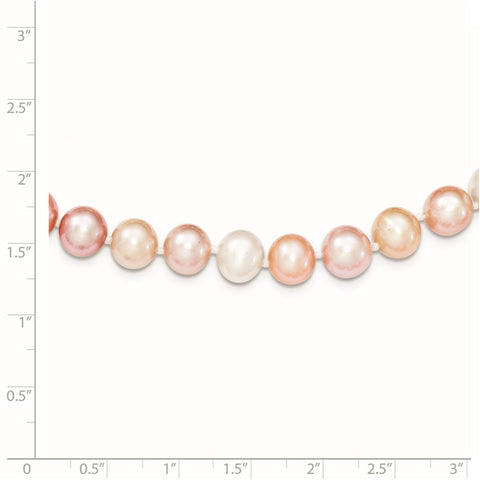 Sterling Silver Rhodium-plated 8-9mm Multi-color FWC Pearl Necklace-WBC-QH5289-18