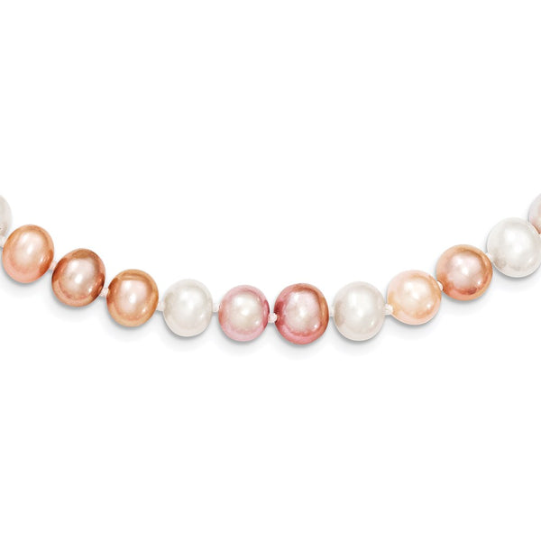 Sterling Silver Rhodium-plated 8-9mm Multi-color FWC Pearl Necklace-WBC-QH5289-18