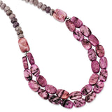 Sterling Silver Charoite, Jade, Pink and Purple Jasper w/2in ext Necklace-WBC-QH5293-18