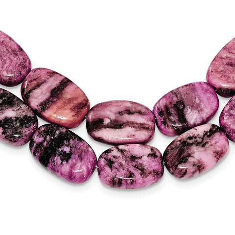 Sterling Silver Charoite, Jade, Pink and Purple Jasper w/2in ext Necklace-WBC-QH5293-18