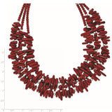 Sterling Silver Red Coral 3-Strand w/2in ext Necklace-WBC-QH5304-16.5