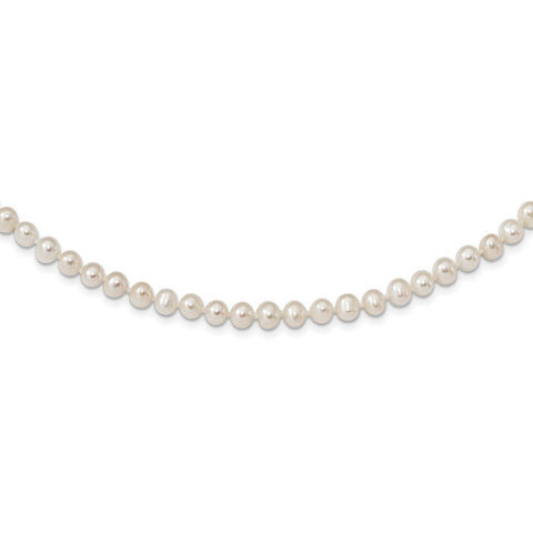 Sterling Silver Rhodium 4-5mm White FWC Pearl Necklace-WBC-QH5311-28