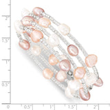 6-7mm Multicolored Baroque FWC Pearl & Glass Beaded Wrap Bracelet-WBC-QH5345