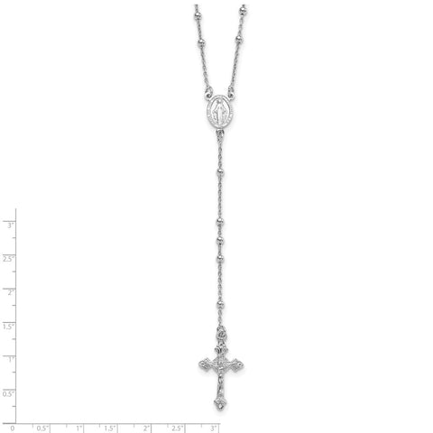Sterling Silver Rhodium Plated Polished Beaded Rosary-WBC-QH5351-24