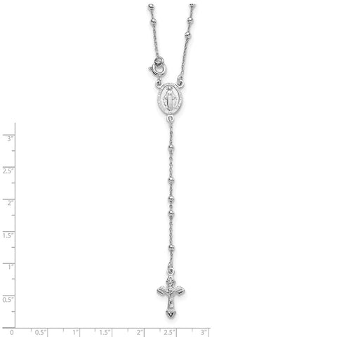 Sterling Silver Rhodium Plated Polished Beaded Rosary-WBC-QH5352-18