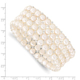 6-7mm Button FWCPearl & Glass Beaded 4-row Stretch Bracelet-WBC-QH5394