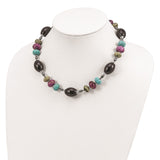 SS BlkAgte/Crys/Hem/Prpl Magn./Recon.Magn./Serpen. w2inext Necklace-WBC-QH5432-17.5