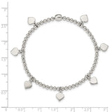 Sterling Silver 7-Heart Dangles Stretch Bracelet-WBC-QH5451