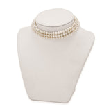 Sterling Silver Rhd-plt 5-6mm 3 rows FWC Pearl w/1.5in Choker-WBC-QH5470-14