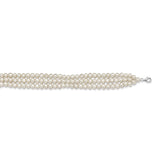 Sterling Silver Rhd-plt 5-6mm 3 rows FWC Pearl w/1.5in Choker-WBC-QH5470-14