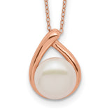 Sterling Silver Rose-tone 18k Flash-pl 11-12mm Button FWC Pearl Necklace-WBC-QH5479-16.5