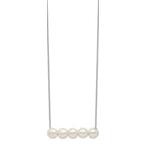 Sterling Silver Rhod-plat 7-8mm White Button FWC Pearl Necklace-WBC-QH5533-18