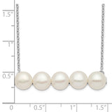 Sterling Silver Rhod-plat 7-8mm White Button FWC Pearl Necklace-WBC-QH5533-18