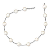 Sterling Silver 12-13mm White Coin FWC Pearl 13-station Necklace-WBC-QH5534-18