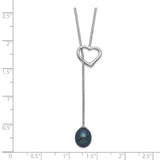 Sterling Silver Rhod-plat 7-8mm Black Rice FWC Pearl Heart Necklace-WBC-QH5557-20