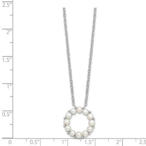 Sterling Silver Rhodium-plated 3-3.5mm FWC Pearl 1.75in ext Necklace-WBC-QH5567-16