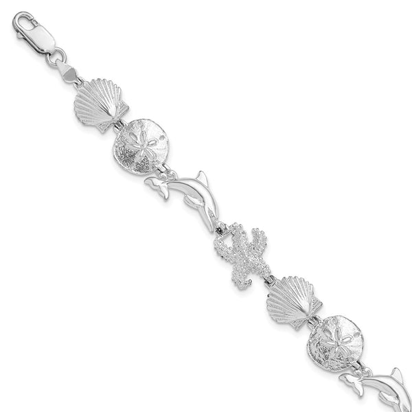 Sterling Silver Polished Sea Life Bracelet-WBC-QH5574-7.25