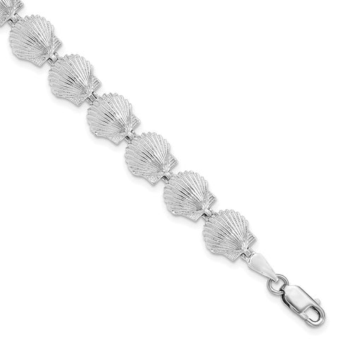 Sterling Silver Polished Scallop Shell Bracelet-WBC-QH5586-7.5