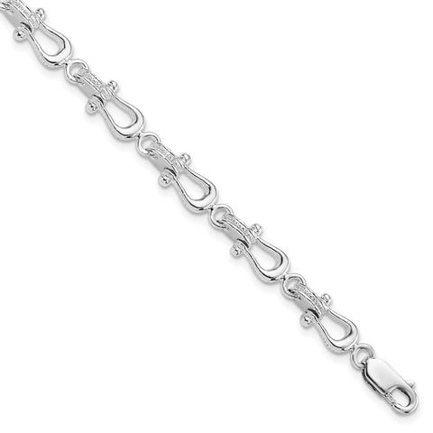 Sterling Silver Polished/Textured Mariners Link Bracelet-WBC-QH5612-8
