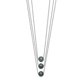 Sterling Silver Rhodium 8-9mm Semi-rd Tahit Saltwater Pearl Multi-strand Ne-WBC-QH5617-17