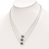 Sterling Silver Rhodium 8-9mm Semi-rd Tahit Saltwater Pearl Multi-strand Ne-WBC-QH5617-17