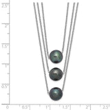 Sterling Silver Rhodium 8-9mm Semi-rd Tahit Saltwater Pearl Multi-strand Ne-WBC-QH5617-17