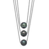 Sterling Silver Rhodium 8-9mm Semi-rd Tahit Saltwater Pearl Multi-strand Ne-WBC-QH5617-17