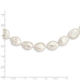 Sterling Silver Rh-plated 11x14mm White Keshi FWC Pearl Necklace-WBC-QH5624-18