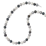 Sterling Silver Rh-pl 8-9mm Bk/Gr/WT Semi-round FWC Pearl Necklace-WBC-QH5633-18