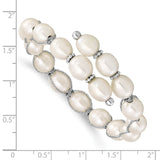 Sterling Silver Rh-pl 7-8mm White Rice FWC Pearl Wired Wrap Bracelet-WBC-QH5646
