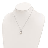 Sterling Silver Rhodium-plated CZ 8-9mm White Button FWC Pearl Owl Necklace-WBC-QH5658-17