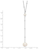 Sterling Silver Rhodium-plated FW Cultured Pearl w/2 in ext. Necklace-WBC-QH5660-16