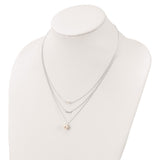 Sterling Silver Multi Strand CZ and Glass Pearl Necklace-WBC-QH5665-18